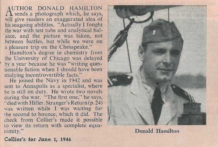 Donald Hamilton photo and bio in Collier's, June 1, 1946